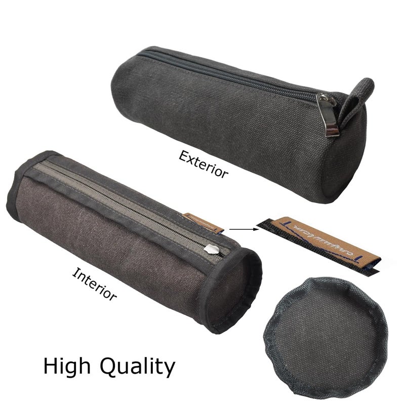 enyuwlcm Heavy Canvas Stationery Stylish Simple Pencil Bag and Durable Compact Zipper Pencil Case Pouch 1 Pack Gray - Image 3